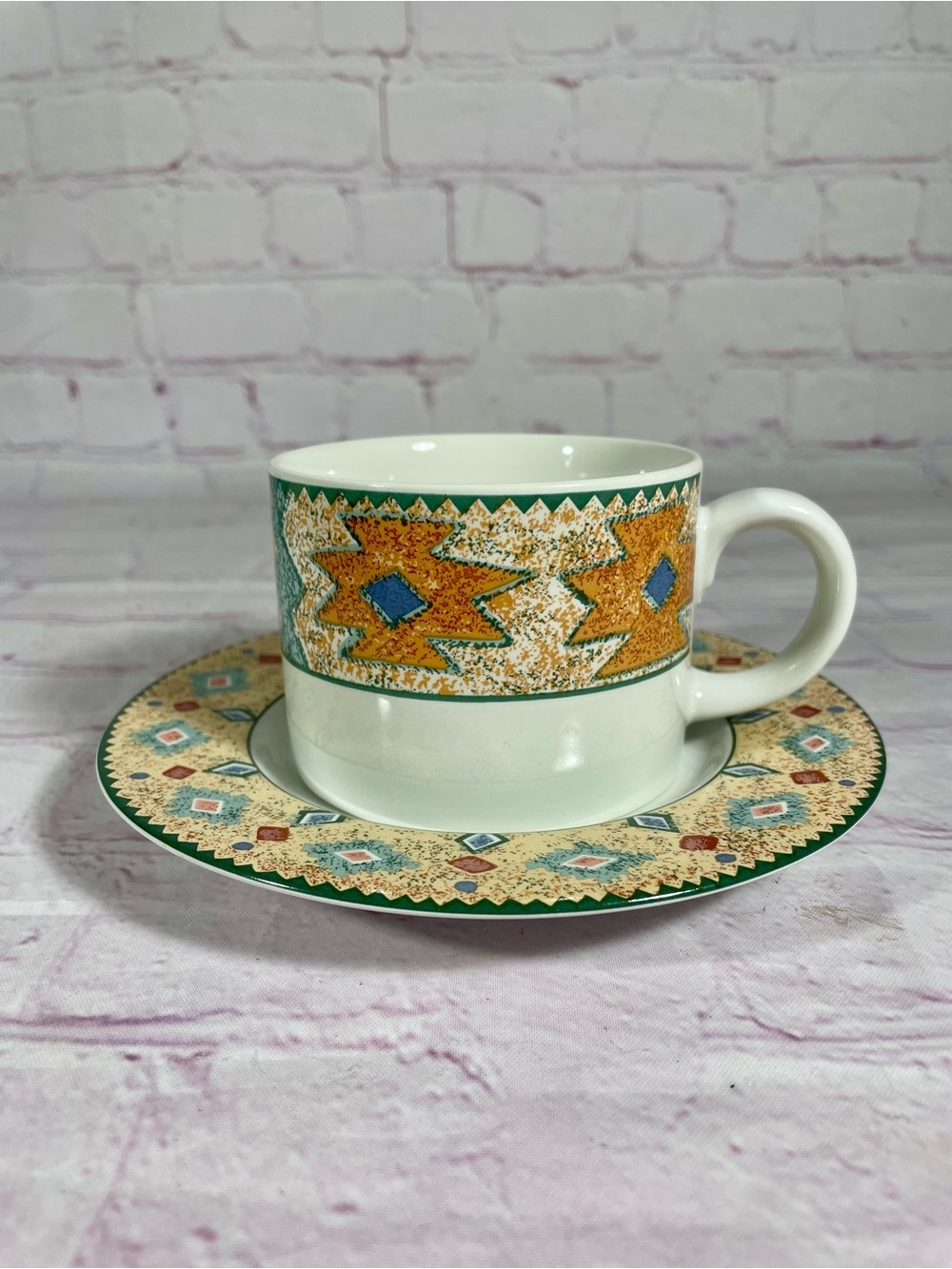 Vintage Sakura Moccasin By Sue Zipkin Southwestern Stoneware Cup and Saucer Set